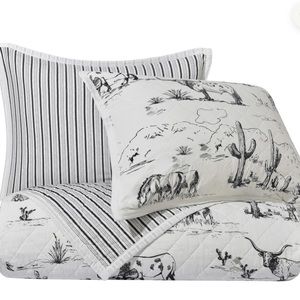 Paseo Road Ranch Life Western Toile Reversible Quilt Set Queen